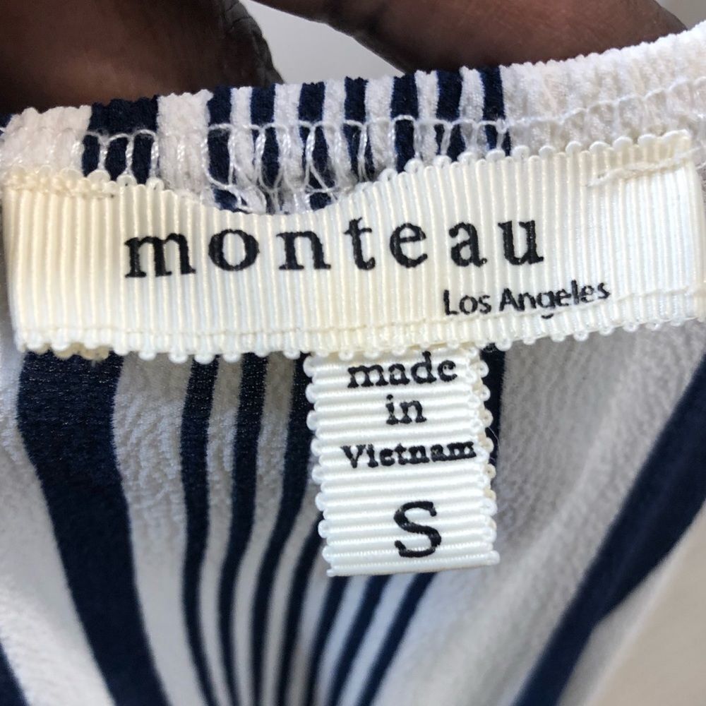 Monteau mini navy blue and white summer sun dress size small - Picture 7 of 12